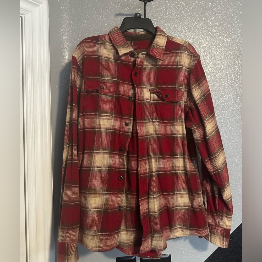 Orvis Heavyweight button down Red Flannel with warmer hand pockets